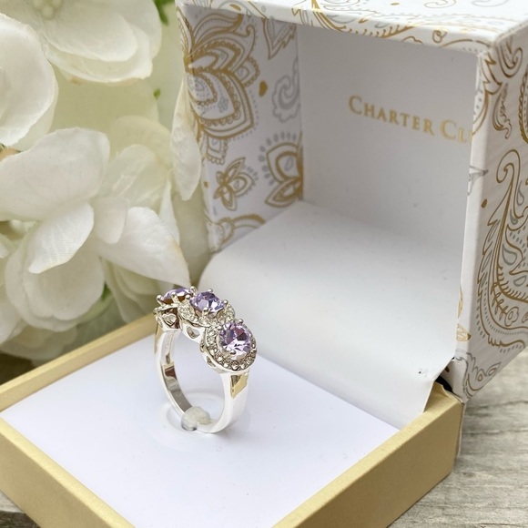 NWT CHARTER CLUB TRIPLE HALO SILVER TONED RING - 6 - Picture 3 of 10